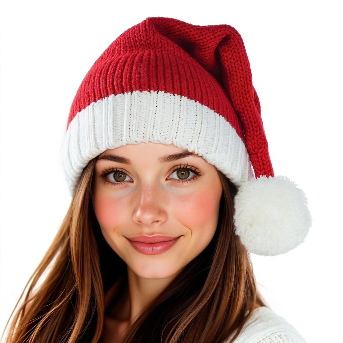 Diffy Homy Santa Hat Christmas Hat Xmas Adult Women Men Washable Fade-restant Knitted