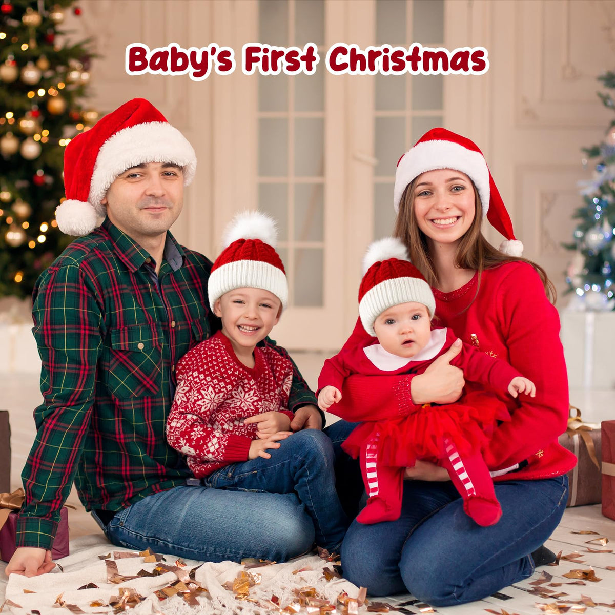 Diffy Homy Santa Hat Christmas Hat for Kids Toddler Baby Beanie Knitted
