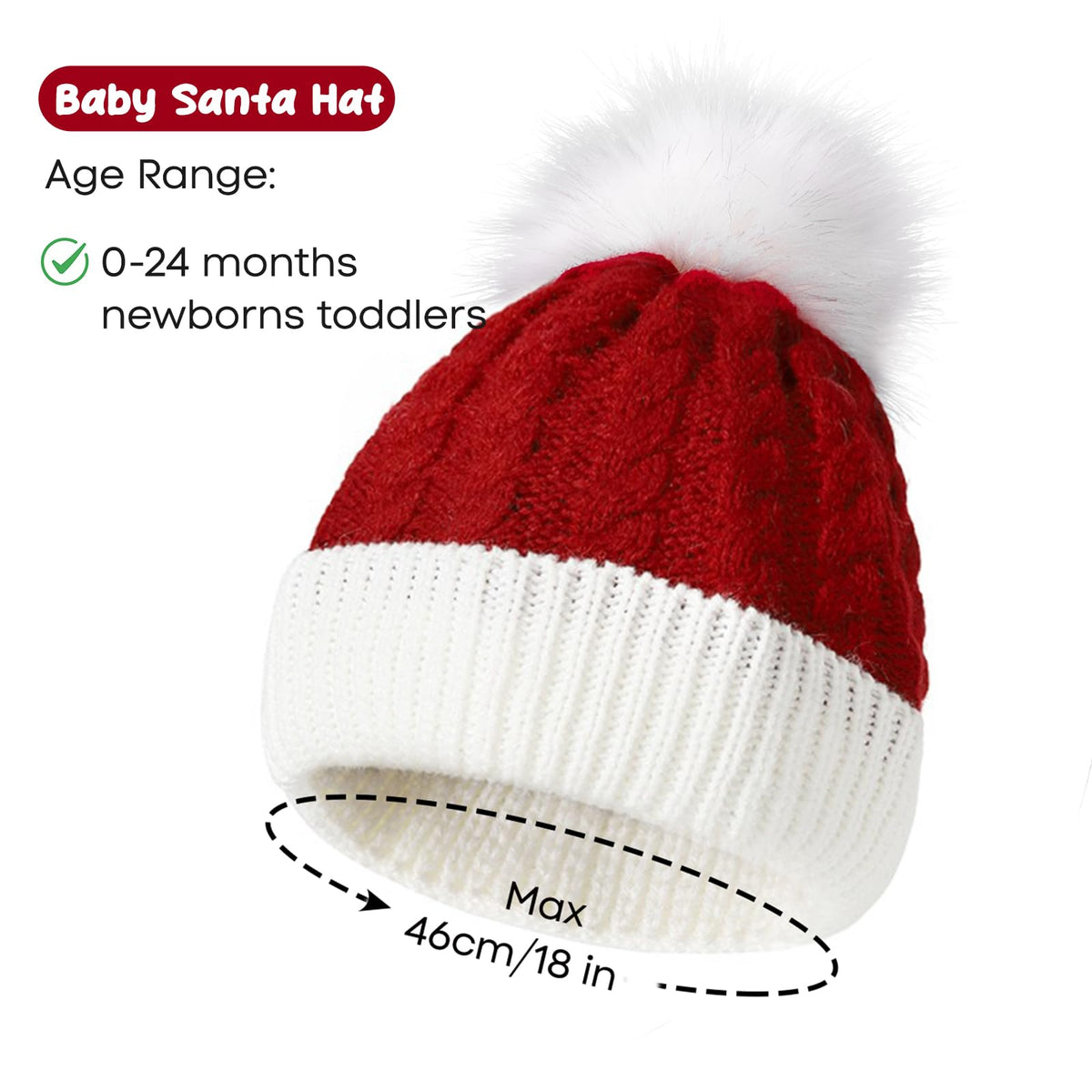 Diffy Homy Santa Hat Christmas Hat for Kids Toddler Baby Beanie Knitted