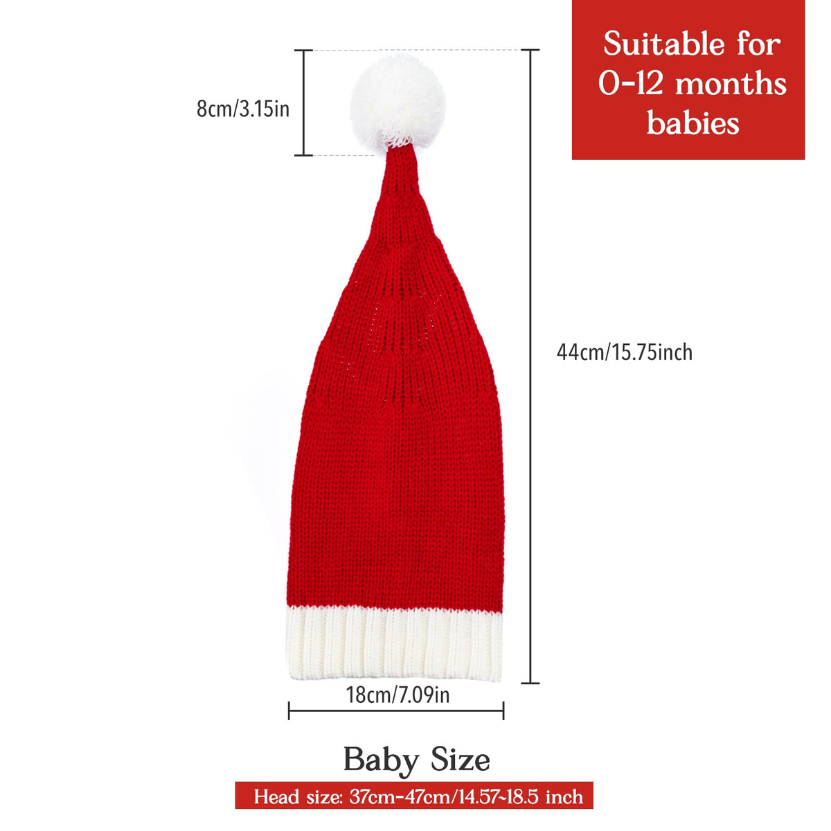 Diffy Homy Baby Santa Hat Christmas for Baby Toddler Infant Newborn Red