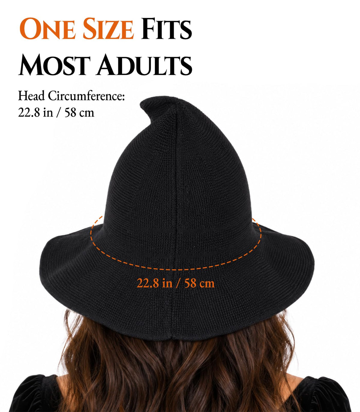Diffy Homy Halloween Witch Hat for Women, Knitted Adult Witch Hat for Halloween Party