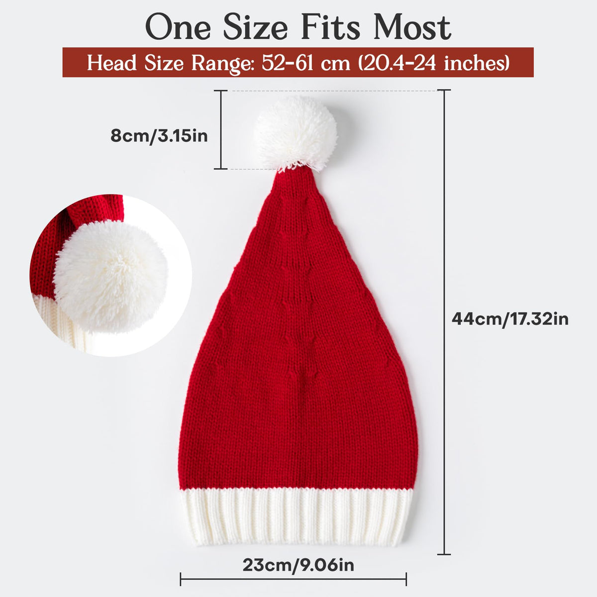 Diffy Homy Santa Hat Christmas Hat Xmas Adult Women Men Washable Fade-restant Knitted