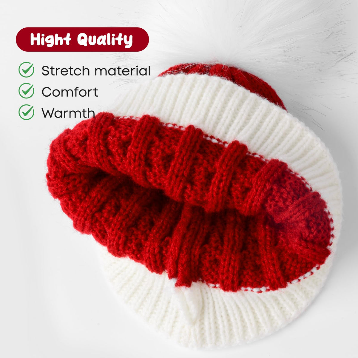 Diffy Homy Santa Hat Christmas Hat for Kids Toddler Baby Beanie Knitted