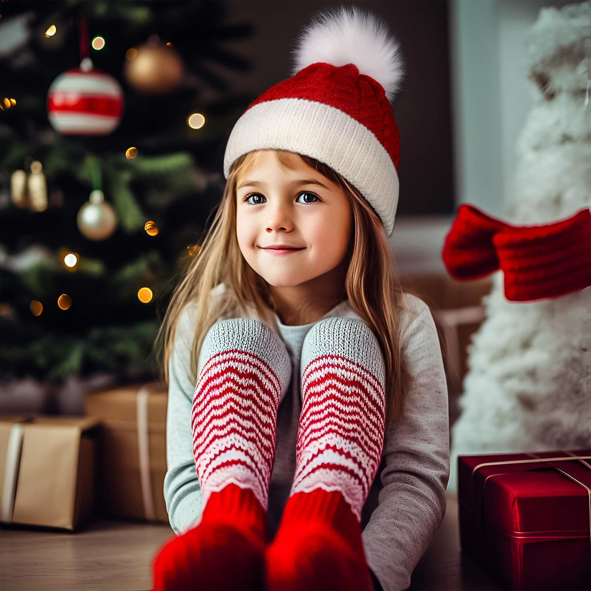 Diffy Homy Santa Hat Christmas Hat for Kids Toddler Baby Beanie Knitted